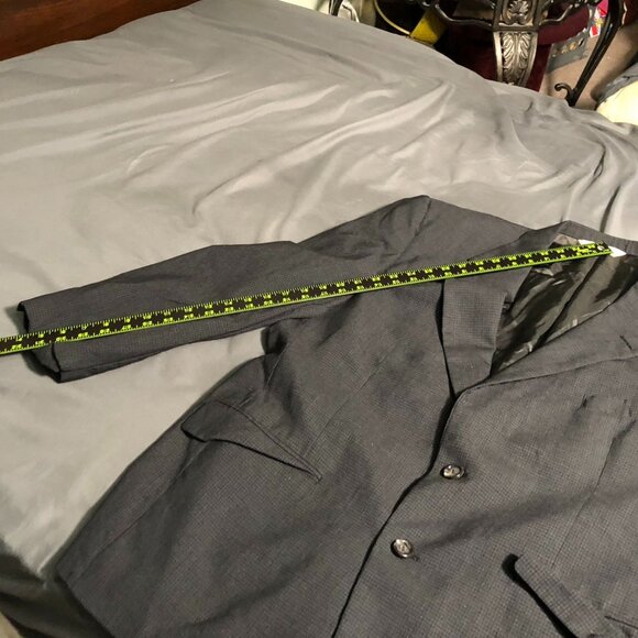 Evan-Picone Mens Suit Blazeer Jacket 42R Wool Gray Houndstooth Single-Breasted - Picture 10 of 15
